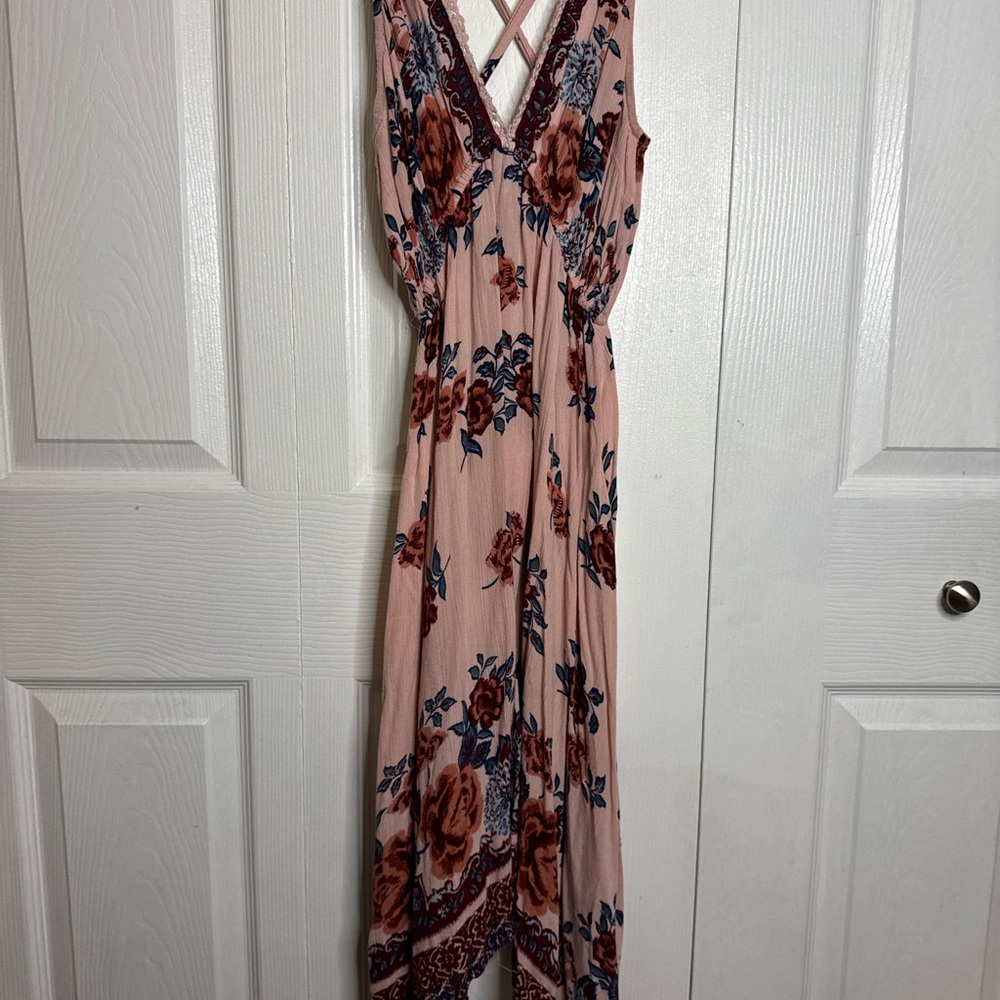 Floral Sleeveless Maxi Dress - Pink and Blue